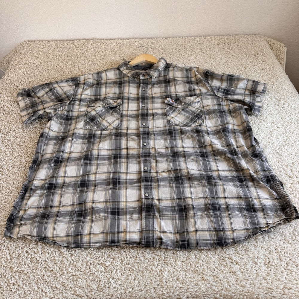Carhartt 104171 Mens 4XL Plaid Relaxed Fit Snap Shirt Gray Olive Western